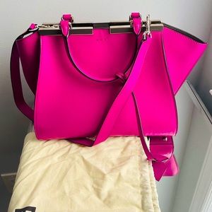 Medium Fendi Magenta Leather 3Jours Tote